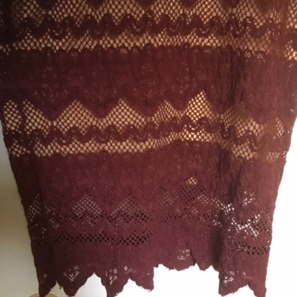 NWT NIGHTCAP SIERRA LACE V NECK Long Sleeve Dress Garnet Sz 1 - Picture 9 of 12